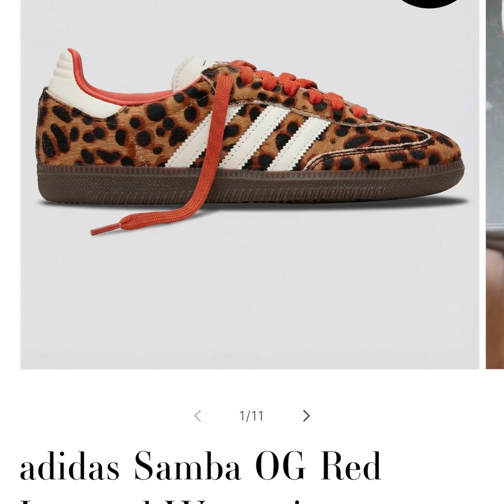 adidas Leopard Print Sneakers with Orange Laces and White Stripes - Picture 2 of 7